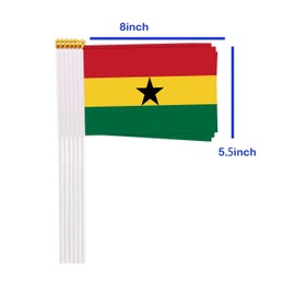 25 Packs Small Ghana Flags on Handheld Stick，Miniature Ghanian Flag for Outside,4x6 Inch Mini Hand Held Banner with Golden Topper,Patriotic Decorations