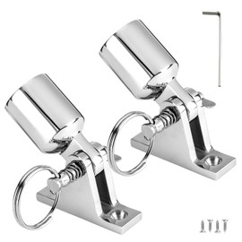 TINGZHIGO 2 Bimini Top Deck Hinges and 2 Eye End Caps Fits 7/8 inch/ 22 mm Tube, 316 Stainless Steel Bimini Top Hardware with Mounting Fittings