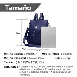 Bolsa Mochila Mujer Casual, Mochila Antirrobo Moda, Mochila Backpack Pequeña de Tela Oxford Impermeable, Ligero Mochila de Gran Capacidad, Mochilas Multifuncional, para Viajes, Compras, Escuelas