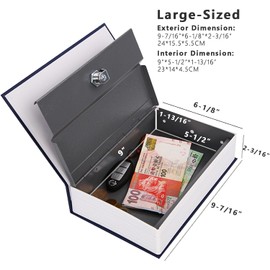 SEPOX Book Safe Box with Key Hidden Secret Lock Box 6.1"D x 9.5"W x 2.3"H for Home Traveling, Store Money, Jewelry, Cash, Phone and Passport