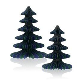 Fenyluxe 2 Pcs Paper Christmas Trees Neutral Christmas Decor Small Christmas Tree Honeycomb Foldable 3D Christmas Tree Set Christmas Table Decoration Christmas Indoor Decor for Home Mantel (Vintage)