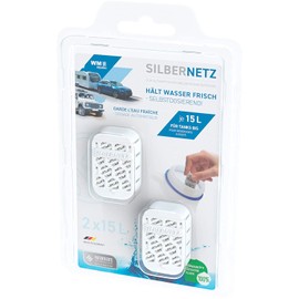 WM aquatec 2 x silver net for water preservation for tanks and canisters up to 15 litres - preserves a total of 1900 litres of water through the automatic dosage of pure silver ions - made in Germany
