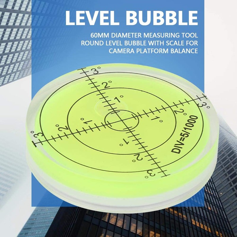 Horizontal Bubble Level, ABS Plastic Precision Bullseye Round Level Bubble,