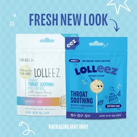 Lolleez Lollipops for Sore Throat Relief – Birthday Cake Perfect for Soothing A Sore Throat While Tasting Great– New Flavor Birthday Cake, 28- Count