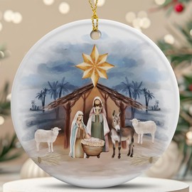 Religious Christmas Ornaments Gifts for Women, Nativity Ornaments Catholic Holiday Decor Christian Gifts Ideas for Women Men, Ceramic Ornaments for Christmas Tree Decoration