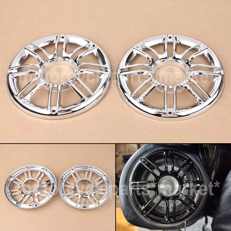 Unbranded 2X Chrome Round 3D Rear Speaker Grill Cover For