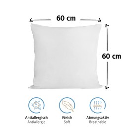 Komfortec 100% Cotton Cushion Covers, Set of 2, 60 x 60 cm, Super Soft Premium Jersey Pillowcase, 150 g/m², Pillow Slip, White