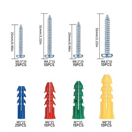 Set of 120 Dowels with Screws and Dowels Set, Concrete Screws with Dowel Set, Impact Dowels with Plasterboard Screws and Plasterboard Dowels for Concrete, Brick, Drywall