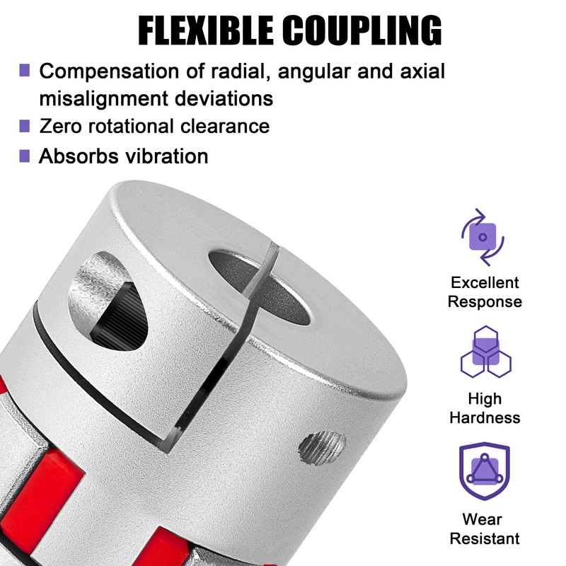 Plum Shaft Coupling Aluminium 20 mm to 22 mm, Flexible