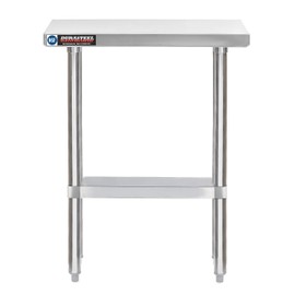 Food Prep Stainless Steel Table - DuraSteel 30 x 12 Inch Commercial Metal Workbench with w/Die Cast Corner Brackets - NSF Certified - For Restaurant, Warehouse, Home, Kitchen, Garage