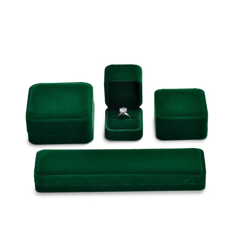 Oirlv Dark Green Velvet Ring Box Luxury Ring Box Flip