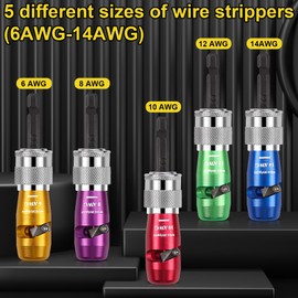 Wire Stripper for Drill, Wire Stripping and Twisting Tool for AWG 14-12-10-8-6 Gauge, Wire Twister Tool for Drill, 8 in 1 Quickly Drill Wire Stripping Professional Electrician Tools Set