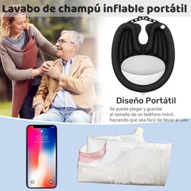Lavabo de Champú Inflable,Champú Inflable Portátil,Ducha Portátil Para Mesita De Noche PVC,Cuenca Plegable Del Cuidado De Los Ancianos,para Embarazo,Paciente Posquirúrgico,Discapacitados (negro)
