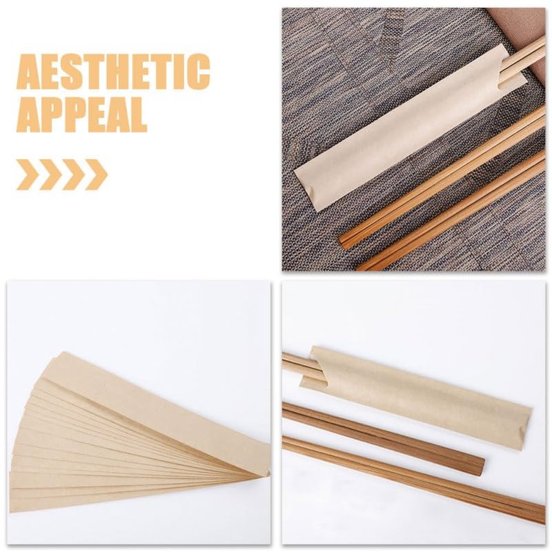 WRITWAA 200 Pieces Paper Chopsticks Set Cutlery Bag Bag Holder