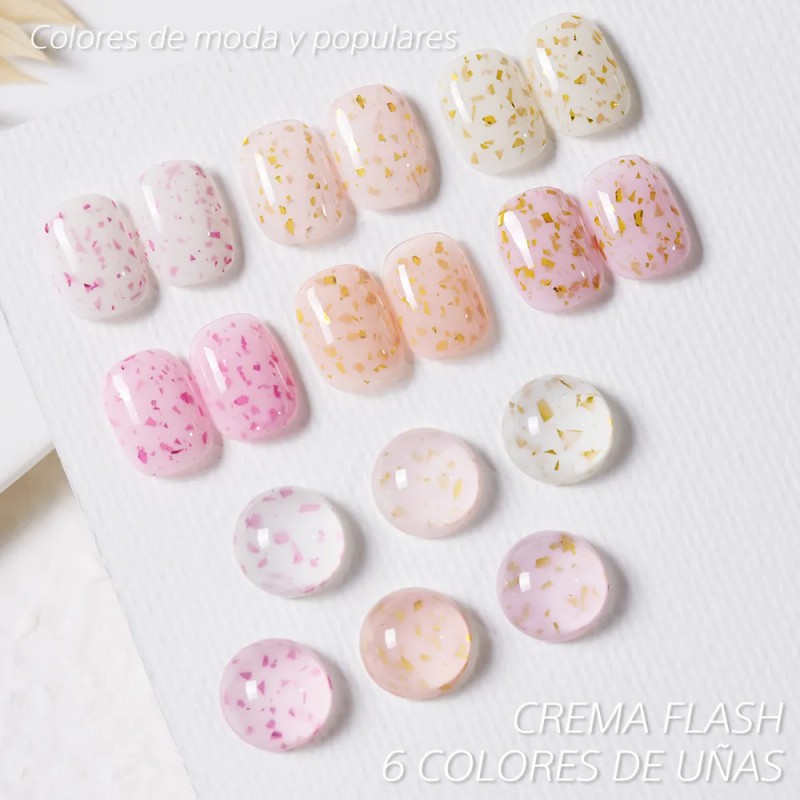 Set De 6 Esmaltes De Uñas Con Glitter Crema Xeijayi