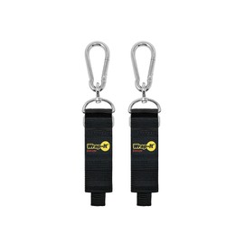 Hook 'n Hang Wrap-It Storage Straps - 12" (2-Pack) Black - Carabiner Straps to Use as Extension Cord Holder Heavy Duty Straps with Hooks for Cord Storage or Garden Hose Strap
