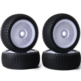 ZRRC Preglued 17mm Hex RC Buggy Truggy Wheels and Tires 1/8 Scale RC Pin Tires Wheels for 1/8 Arrma Typhon 6S 3S Losi TLR 8IGHT X/E 2.0 XT/XTE Traxxas Team Associated HPI RC Off-Road Tyres (White)