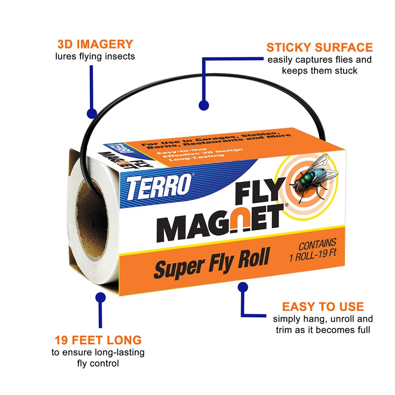 TERRO T521SR Magnet Super Fly Roll-2 Pack,White