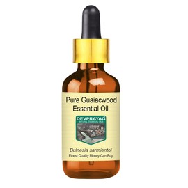 Devprayag Pure Guaiacwood Essential Oil (Bulnesia sarmientoi) with Glass Dropper Natural Therapeutic Grade Steam Distilled 15ml (0.50 oz)