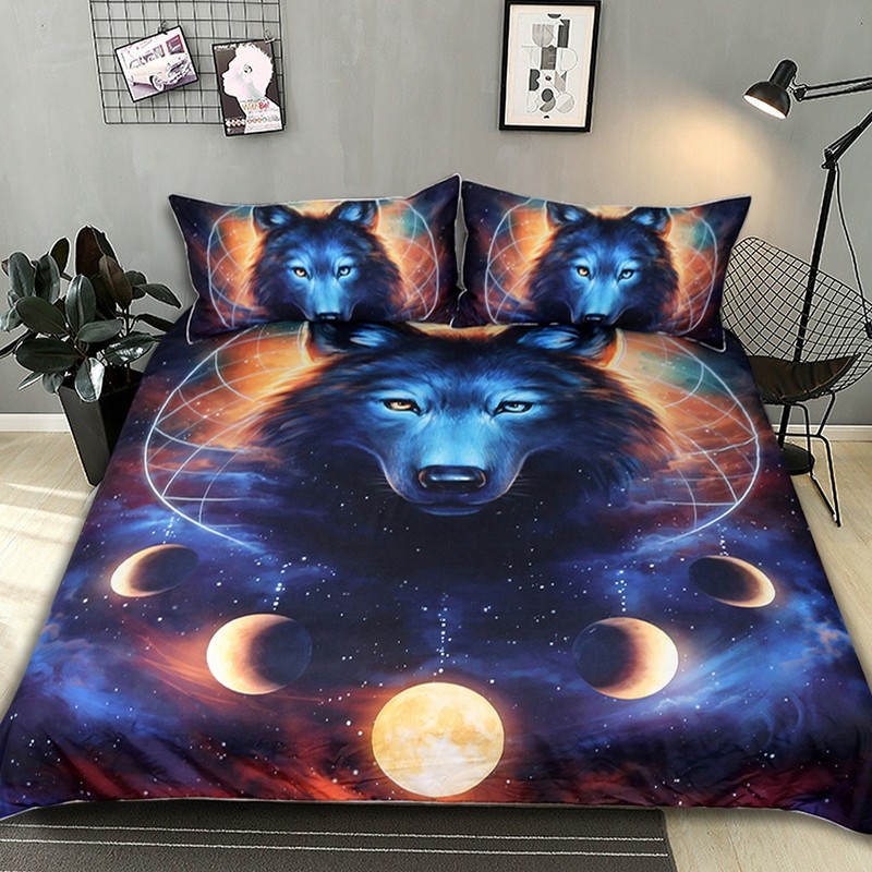 3pcs/set 3D Print Dream Catcher Moon Pattern Duvet Cover Pillow