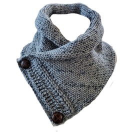 Boston Harbor Scarf Hand Knit Neckwarmer Scarf with Two Buttons Choose Color (Grey Tweed)