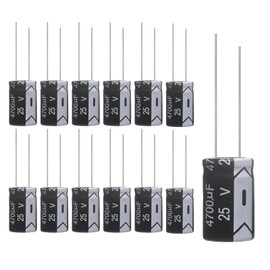 12 Stück Kondensator 4700uF 25V Elkos Kondensatoren 4700μF 25Volt Aluminium Elektrolytkondensator 16x25MM Electrolytic Capacitors 4700 uF MFD 105°C