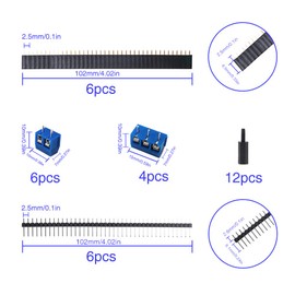 VooGenzek VooGenzek 46 PCS PCB Board Kits, Include 12 PCS Double Sided PCB Board Prototype Circuit Board, 12 PCS Male/Female Header Connector, 10 PCS 2/3Pin Screw Terminal with 12 PCS Nylon Column
