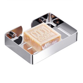 Melairy Soap Dish Holder for Bathroom Shower 304 Stainless Steel Soap Holder Saver Tray Wall Mounted Sponge Holder Chrome