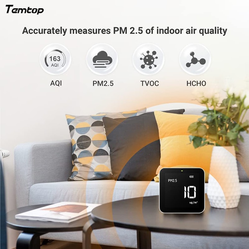 Temtop M10 Luftqualitätsmessgeräte, messen für PM2.5 HCHO AQI, Raumluftqualitätdetektor, Luftqualität