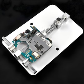 Adjustable PCB Holder - White Metal Workbench Clamp for Electronics Soldering & Rework