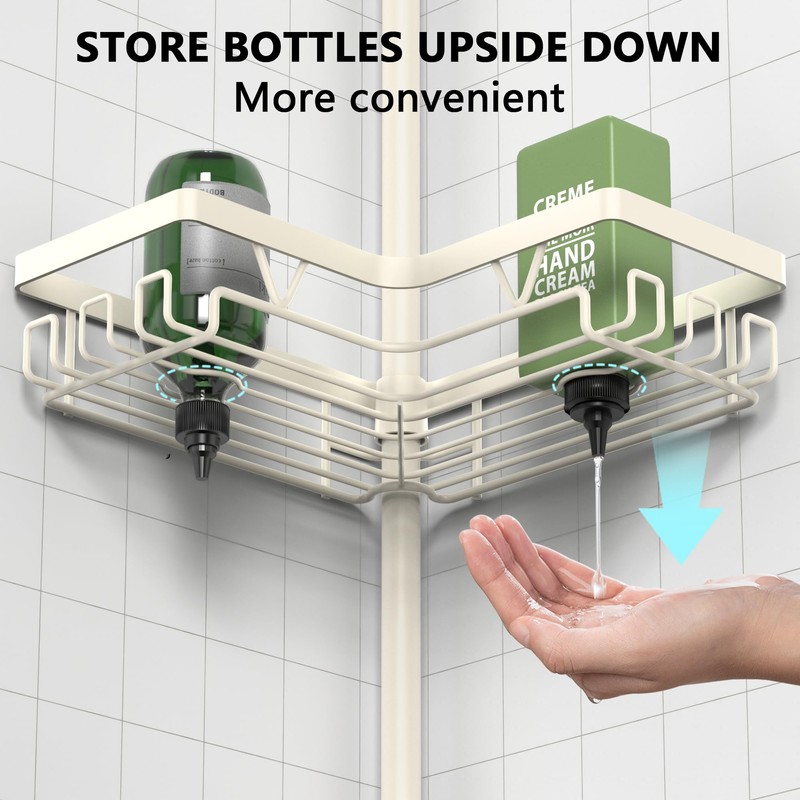 KEGII Shower Corner Caddy Tension Pole, Rustproof Corner Bathroom Organizer,