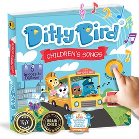 Ditty Bird Musical Books for Toddlers | Fun Children's Nursery Rhyme Book | The Wheels On The Bus Book with Sound | Interactive Toddler Books for 1 Year Old to 3 Year Olds | Sturdy Baby Sound Books