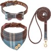EXPAWLORER Dog Leash and Collar Set - Cute Plaid Dog