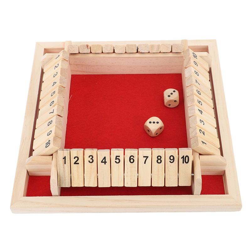 4 Sided Shut The Box Dice Game Wooden Board Table