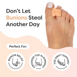 ZenToes Gel Toe Separators for Overlapping Toes, Bunions, Big Toe Alignment, Corrector and Spacer - 4 Pack (Beige)