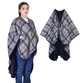 forestfish Wearable Blanket Poncho With Pockets And Buttons, Flannel Shawl Wrap Blanket For Women Soft And Warm
