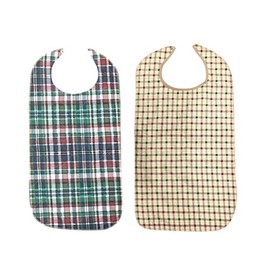 Personal Touch Health Care Apparel Adult Bib With Waterproof Vinyl Backing Washable 17x34 Plaid (Snap Closure) Made in USA (Pack of 12)