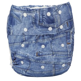 Sigzagor Teen Adult Cloth Diaper Nappy Reusable Washable for Disability Incontinence (Jeans)