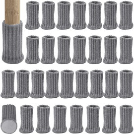 Pack of 32 Chair Socks Elastic Furniture Socks Knitted Felt Chair Leg Caps Thick Bottom Non-Slip Pads for Furniture Avoid Scratches/Noise for Chair Legs from 1 to 2 Inches (for Round/Square Chair