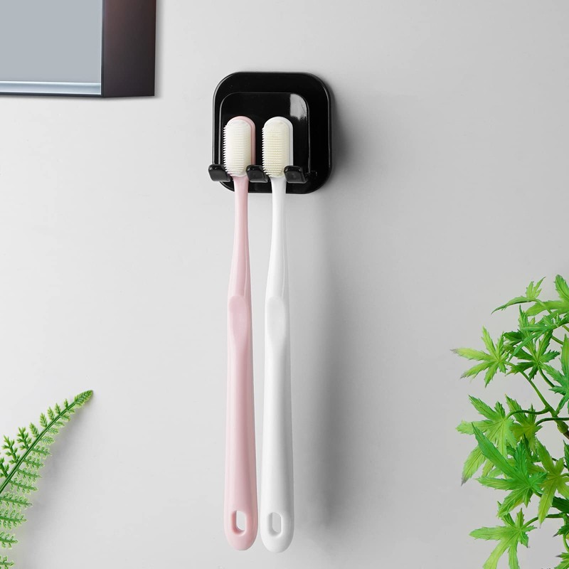 2 PCS Self-Adhesive Toothbrush Holders Wall Mounted, Water Proof Toothbrush