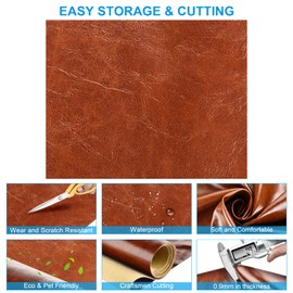 PU Fabric Leather 2 Yards 58" x 72", 0.9mm Thick Faux Synthetic Leather Material Sheets for Upholstery Crafts, DIY Sewings, Sofa, Handbag, Hair Bows Decorations (Cinnamon_Smooth Surface_2 Yards)