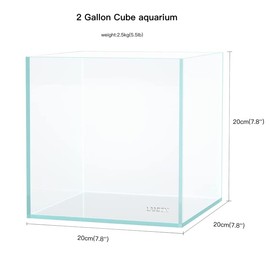 AWXZOM Small Nano Tall Rimless Tank, Small Glass Fish Tank, Small Betta Fish Tank, Small Aquarium, min Aquarium, Betta Tank (2 Gallon 7.8x7.8x7.8inch/20x20x20cm)
