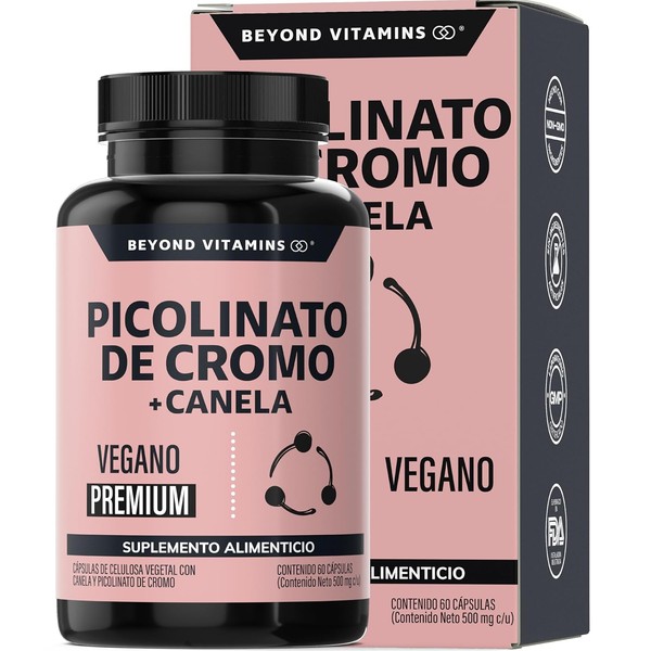 Beyond Vitamins Picolinato de Cromo con Canela, Cpsulas VCaps, 1
