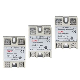 TWRQA SSR-10AA/SSR-25AA/SSR-40AA AC Control AC White Shell Single Phase Solid State Relay with Plastic Cover SSR (Size : SSR-10AA)