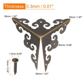 sourcing map 50x50x50mm Metal Box Corner Protectors Edge Guard Iron Bronze Tone 20pcs