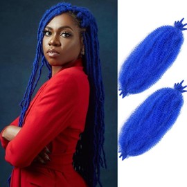 Afro Twist Hair Pre Separated Springy Afro Twist Hair Pre stretched Wrapping Hair for Soft Locs Afro Spring Twist Hair Marley Twist Braiding Hair Extensions (30 Inch (Pack of 2),BLUE#)