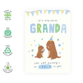 Central 23 Otter Birthday Cards For Granda - To A Very Special Granda - Birthday Card For Him - Cute Greeting Cards For Men Grandad Grandpa Grandfather - Comes With Stickers