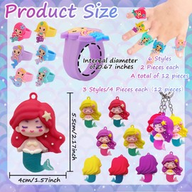 Dream HorseX Pack of 72 Mermaid Party Bags, Mermaid Birthday Decoration, Mermaid Party Set, Rings, Key Chains, Children's Stamps Bracelets, Mermaid Party Bags