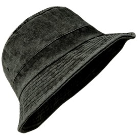 Laquest Bucket Hat, Large Size, Men's, Women's, Faded Cotton, Includes Chin Strap, Black, L