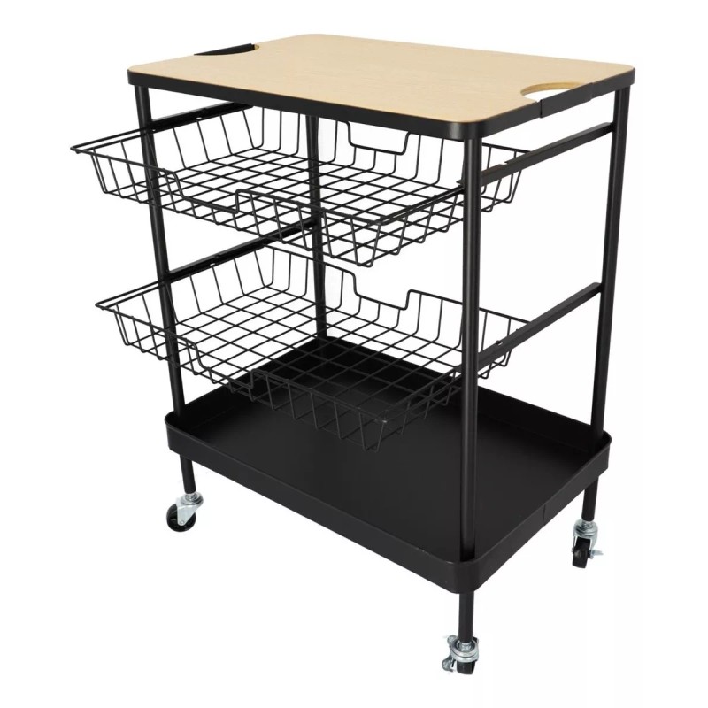Home Ideas Carrito De Cocina De Acero/madera Con Asas Y